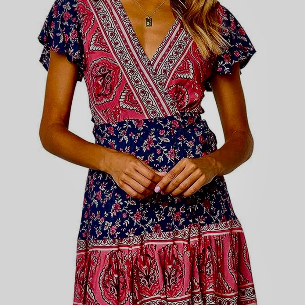 Zesica, Summer wrap dress, Sz L NWOT